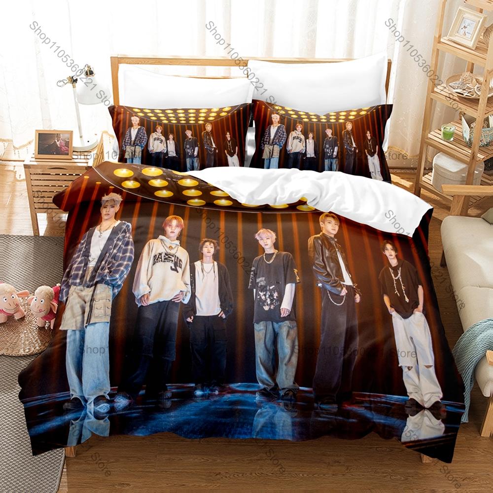 P1Harmony K-pop Bedding Set, Duvet Cover + 2 Pillowcases, Idol Group Graphic Bed Linens for Home & Dorm Use