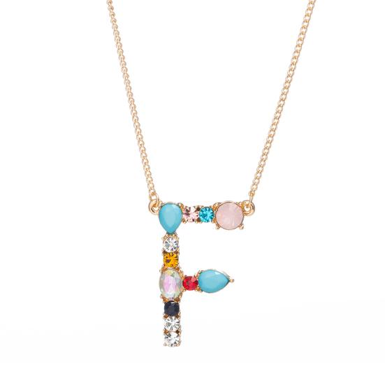 

Кулон с заглавной буквой AZ, красочное женское ожерелье со стразами, инкрустированное ювелирными изделиями F