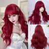 Jk Style Lolita Full Wig with Bangs Mera Red Water Wave Synthetic Fiber for Cosplay Costume