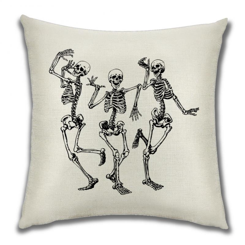45*45cm Halloween Pillow Cover Cartoon Pumpkin Skull Antasy Witch Castle Flax Sofa Cushion Cover Home Textile Rooms Decorations