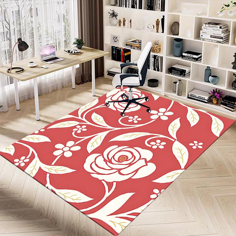 1pc Floral Pattern Area Rug Soft Flannel Floor Mat for Living Room, Bedroom and Carpet, Sofa Coffee Table Floor Mat, Decorative Rug q35