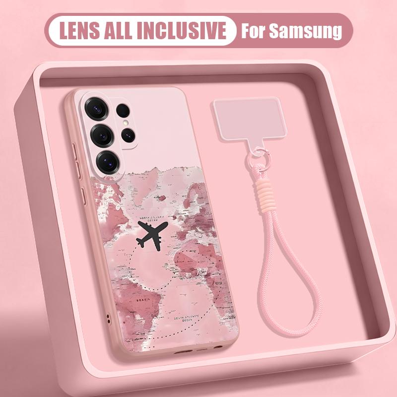 Global Flight Travel Line Case For Samsung S26 Ultra S25 FE S24 S24 Plus A57 A37 A17 A56 A36 A16 A55 A35 A15 A54 5G Hybrid Magnetic Matte Cover