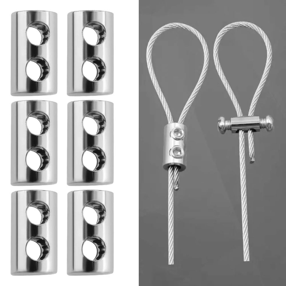 10Pcs Adjustable Cable Clamp Double Hole Cable Locker Steel Cable Fastener  Industrial Construction