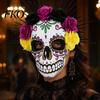 Tag der Toten Maske Mardi Gras Maske, Venezianische Party Zuckerschädel Maskenballmasken für Halloween Cosplay Mexikanische Rose