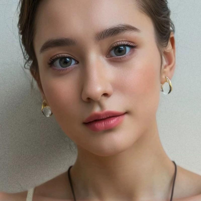 Elegantes Weißes Kristall Tropfenohrringe Halskette Set Minimalistischer Geometrischer Anhänger Schmuck Damen Tägliches Tragen