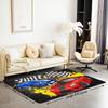 Racing Sports Car Rug, Checkered Flag Yellow Splash Print, Non-Slip Washable Soft Mat for Living Room Sofa Dining Room Indoor