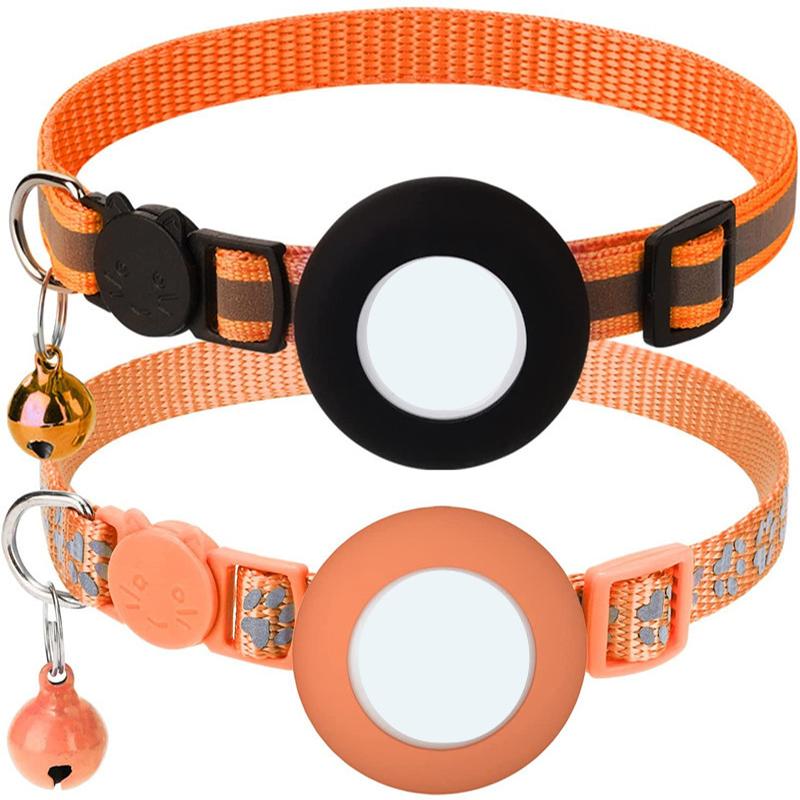 2pcs Pet Collar for Apple Airtag Dog Cat Collar Airtag Case Reflective Adjustable Collar Airtags Anti-Scratch Protective Cover