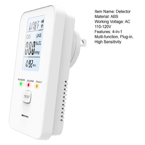 4-In-1 Multi-function Detector Natural Gas Carbon Monoxide Propane Detector Home Apartment RV