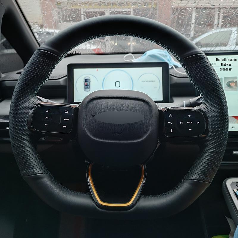 

Ручная оплетка руля из натуральной кожи для Aion Y & Aion SPlus Side Hole Red Stitch