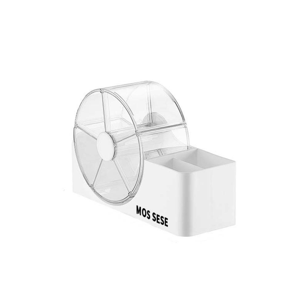 with Compartments Rotating Makeup Organizer Durable Desk Multi-Functional Holder Stationery White S