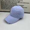 Old ripped burgundy baseball cap retro letter embroidery soft top cap trendy brand street versatile shade