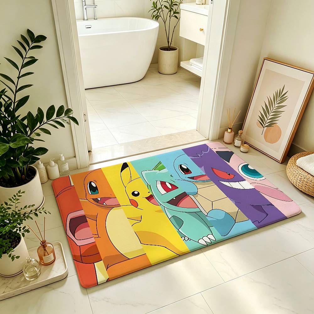 Anime Cute P-Poke-M-mon Carpet Bathroom Anti-slip Mat Door Mat Home Decoration Mat Entrance Door Mat Scratch-resistant Door Mat