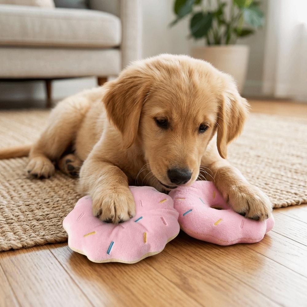 Runde Form Hundekauspielzeug Ring Plüschoberfläche Welpen Spielzeug Quietschendes Haustierspielzeug Tägliche Haustierunterhaltung