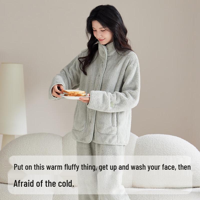 Langsha Coral Fleece Couple Pajama Set