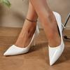 Fashion Elegant Pointed Toe High Heels for Women Sexy Slip On Stiletto Heeled Pumps Woman White Nude Patent Leather Party Dress Shoes