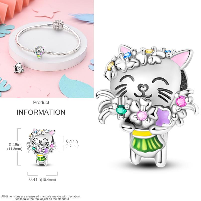 Neuer 925er Silber Kaktus Kleeblatt Anhänger Frühlingsgrüne Serie Perlenanhänger Für Original Perlenarmband DIY Schmuck