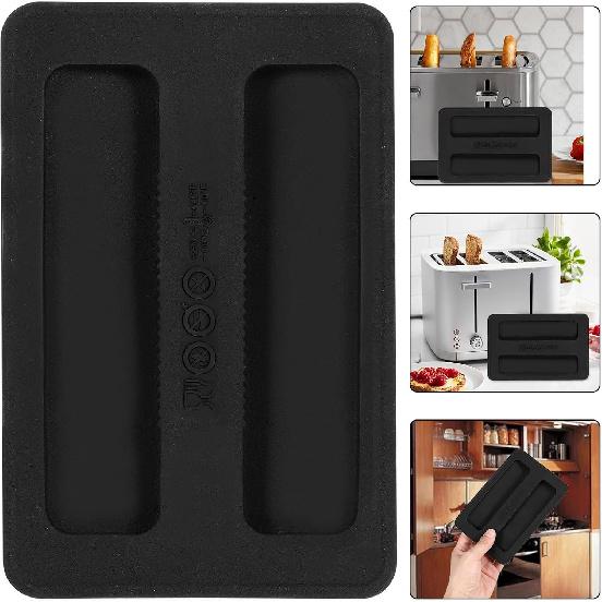 2Pcs Toaster Cover 2 Slice Silicone Toaster Dust Covers Black Bread Machine Cover Silicone Toaster Lid Bread Maker Top Cover Sandwich Machine Part