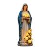 Estatua de Madre Bendición Jardín con Rosas Brillantes LED Alimentada por Batería Decoraciones Católicas Cristianas para Exteriores Regalo Conmemorativo para Mujeres