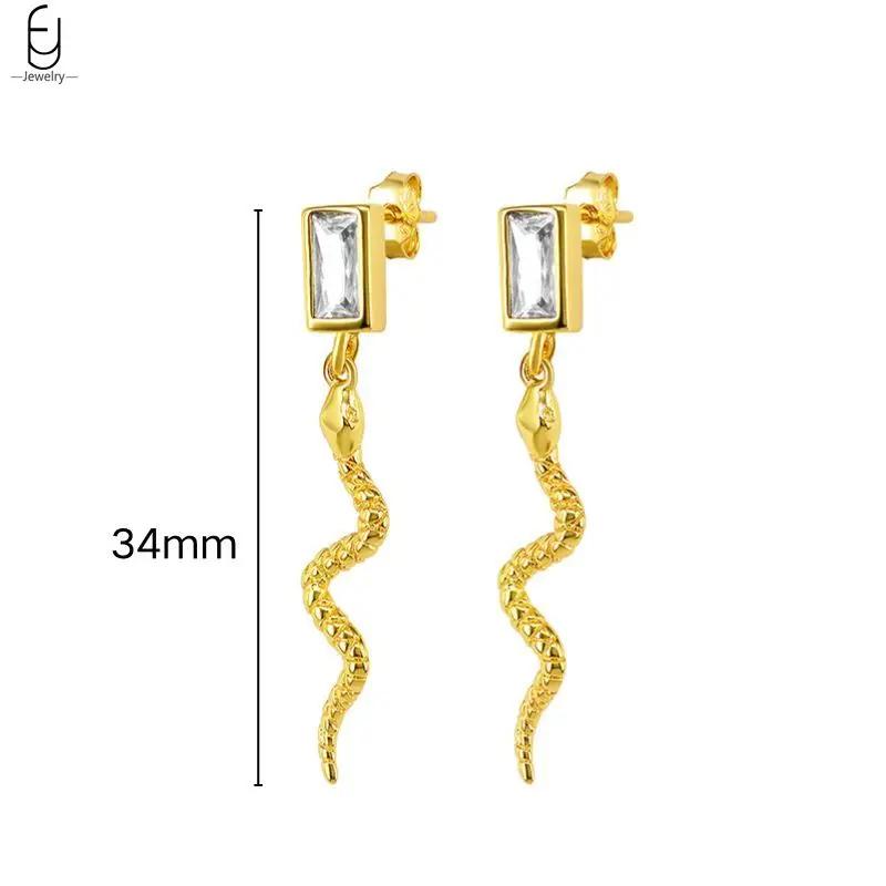 925 Silver Needle Vintage Snake Earrings Women Gold Round Ear Clips Punk Style Fashion Hoop Earrings Women Jewelry