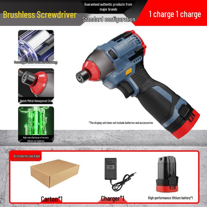 High-Power Brushless Impact Drill & Electric Screwdriver - Multi-functional for Drilling & Repair Tasks