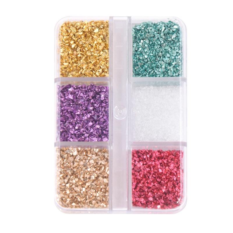 6-Grid Soft Pottery Rhinestone Boxed DIY Cobblestone Suit Nail Nail Jewelry Mixed