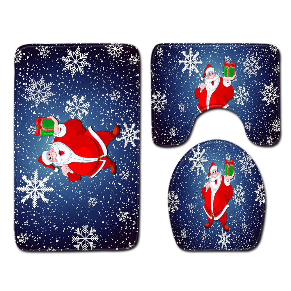 Christmas Bathroom Floor Mat Toilet Three-Piece Set