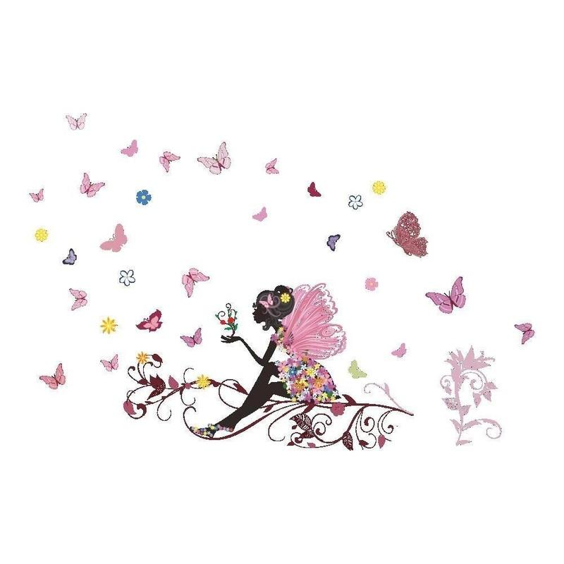 The New Butterfly Beautiful Faery Bedroom Waterproof Sitting Room Background Wall Stickers Can Be Removed