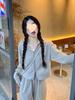 Women's Two-Piece Hooded Zip-Up Sweatshirt & Wide-Leg Pants Set - Casual, Loose Fit for Spring & Autumn, Trendy Korean Style