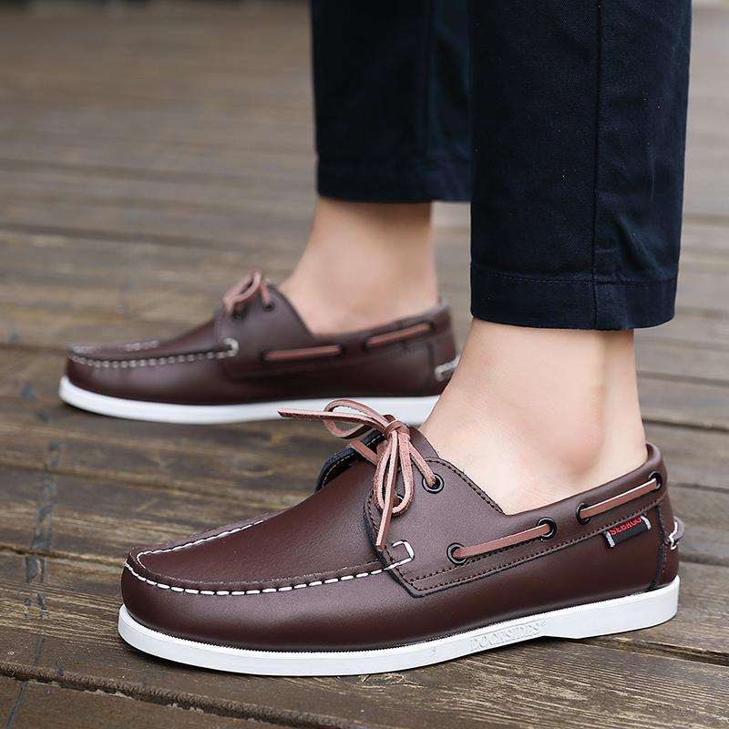 Business Casual Boat Shoes Man Docksides Shoes Quality Leather Loafers Shoes For Man Comfort Slip-on Flats Men's Driving Shoes