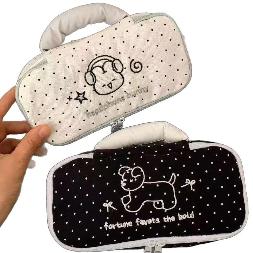 Trousse à Crayons Mignonne Sac à Dos Doux pour Étudiant Sac à Main Papeterie Sac à Maquillage Grande Capacité Lapin Chiot