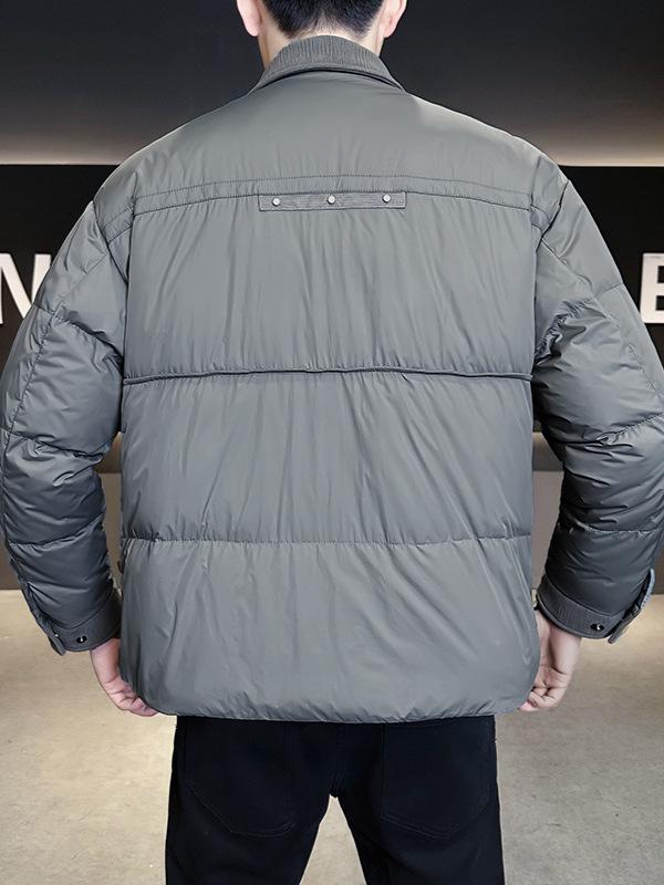 Herren Trendy Winter 2025 Daunenjacke - Strick-Patchwork, Kurze Länge, 90% Weiße Entendaunen, Kälteschutz Oberbekleidung