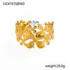 CARLIDANA High End Exaggerated Big Flower Hollow Out Leaf Open Wide Bangle Stainless Steel Non Tarnish Cuff Bracelet Women