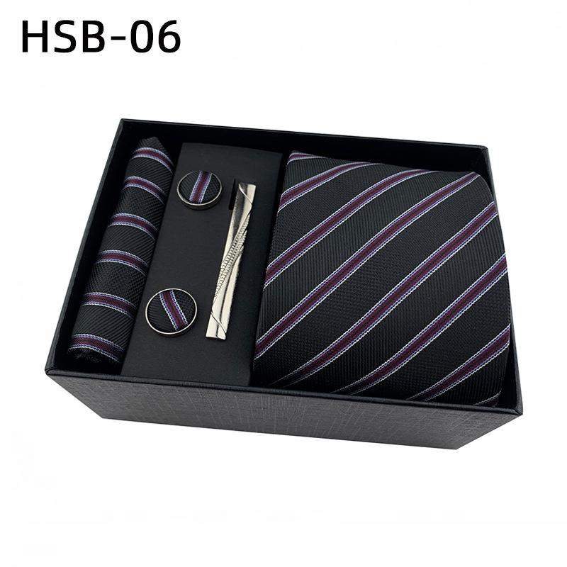 Men's Black Business Tie Gift Set: Striped & Plain Ties, Pocket Square, Tie Clip