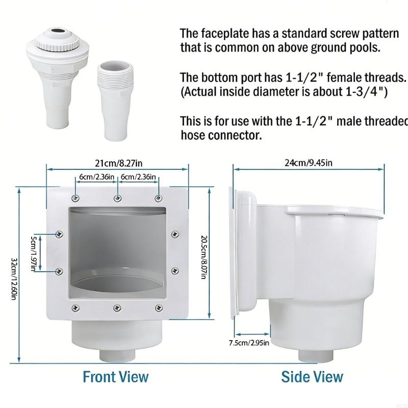 Universal Pool Skimmer Replacement For Above Ground Pools With 1.5 Inch Screw Attachment And Complete Mounting Set B03E