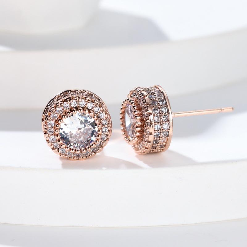 

Hip-hop micro-studded diamond stud earrings zircon round stud earrings retro explosive jewelry