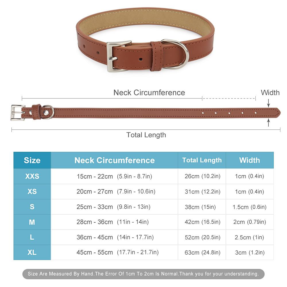 Leather Dog Collar,Soft Padded PU Dog Collars with Heavy Duty Buckle,Durable & Comfortable for Small Medium Large Dogs Walking