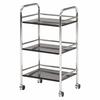 Fuji Boeki Kitchen Cart, 3-Tier, 40cm Wide X 32cm Deep X 74.5cm High, Black, Steel, with Casters, Assembly Required, 93396