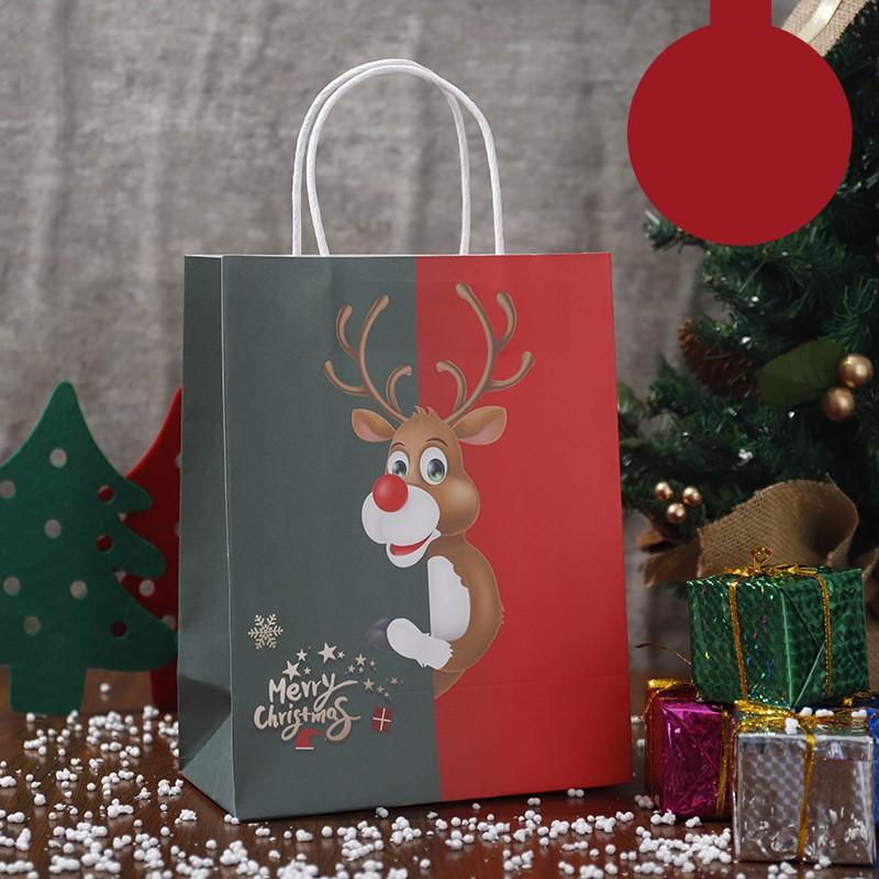 Weihnachtsgeschenktüte Heiligabend Süßigkeiten Keksverpackung Kreative Frohe Weihnachten Papiertüten Kraftpapier Geschenktüte