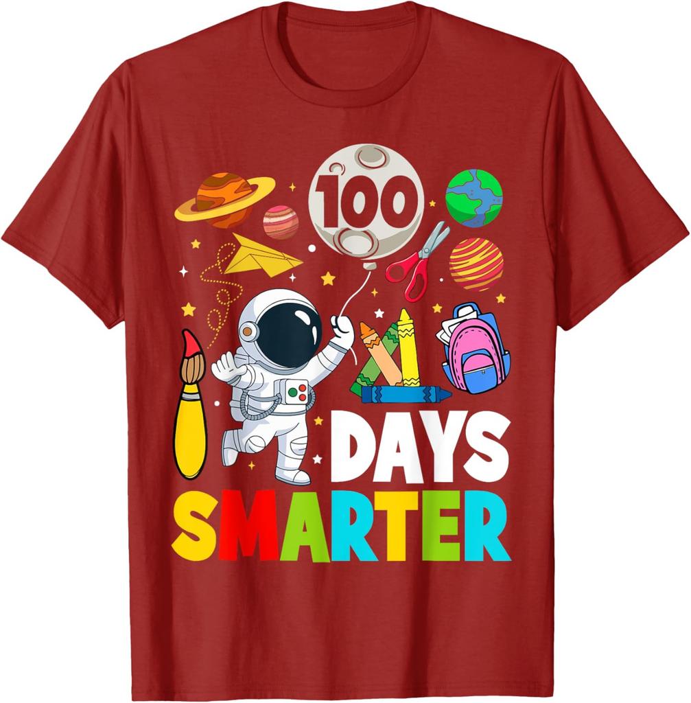 100 Days Smarter Of School Astronaut Space Cute Unisex T-Shirt