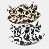 Summer for Sun Cap Wide Brim Fisherman Hat Cow Print Bucket Hat with Horns & Ear