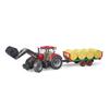 Traktor Case Optum mit Anhänger zum Abtransport von Ballen Bruder 03198 Profi 1:16