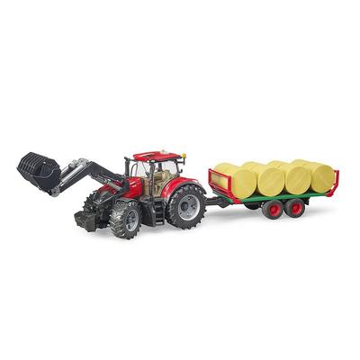 Case Optum Tractor with Bale Trailer Bruder 03198 Profi 1:16
