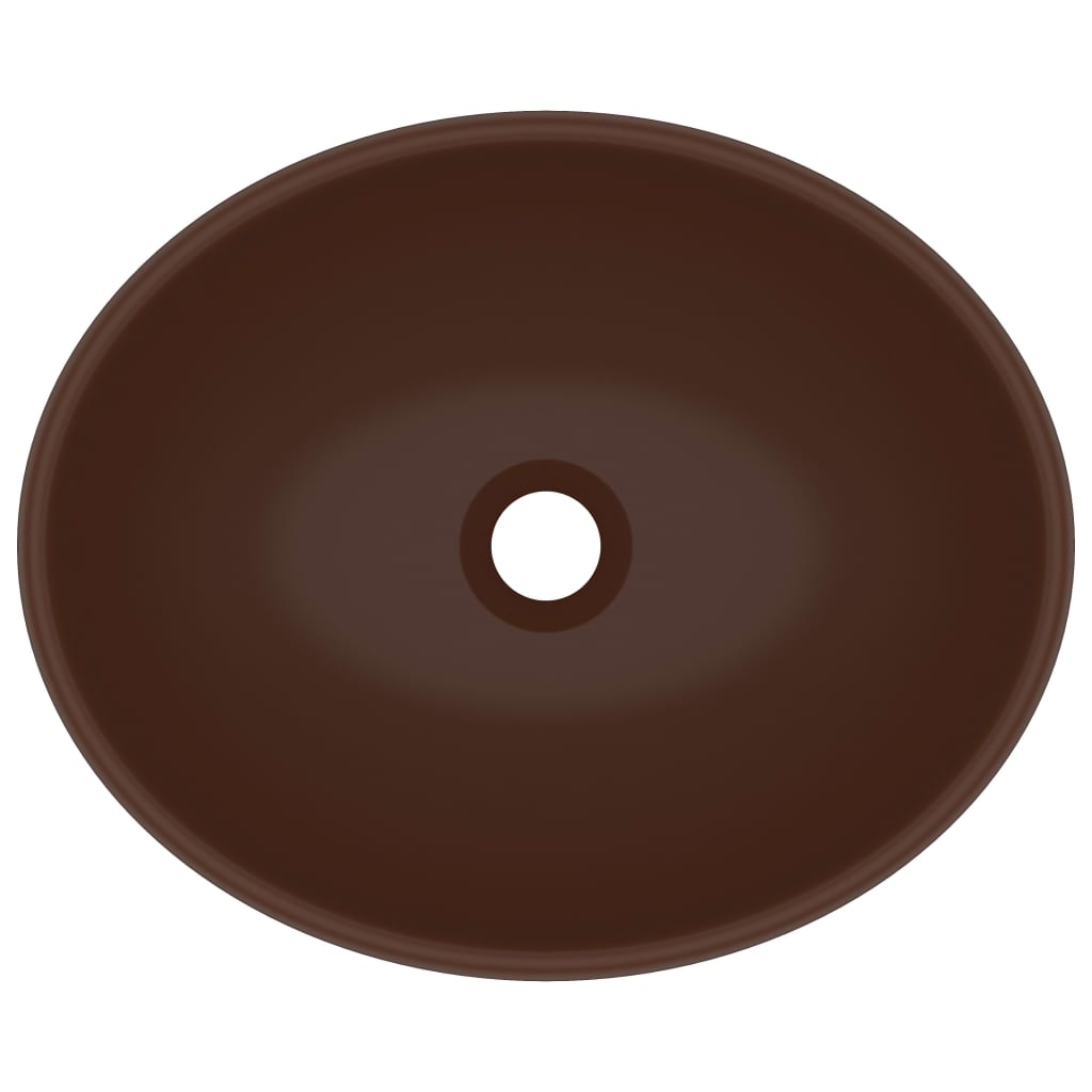 Luxury Oval Wash Basin Matte Dark Brown 40 X 33 Cm Ceramic