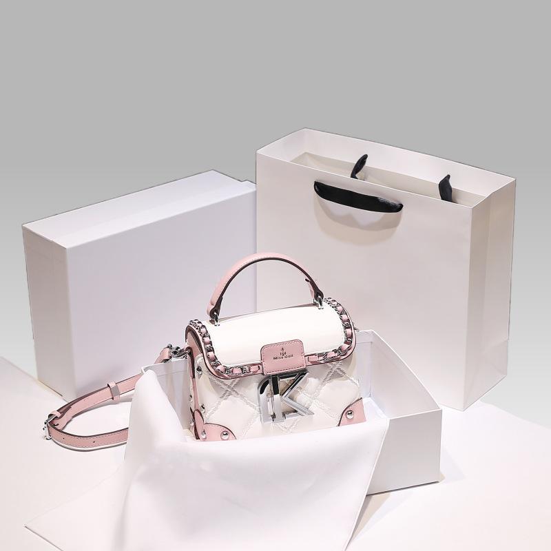 ZR All-match PU Portable Checked Box Bag Women s High-end Commuting Niche Design