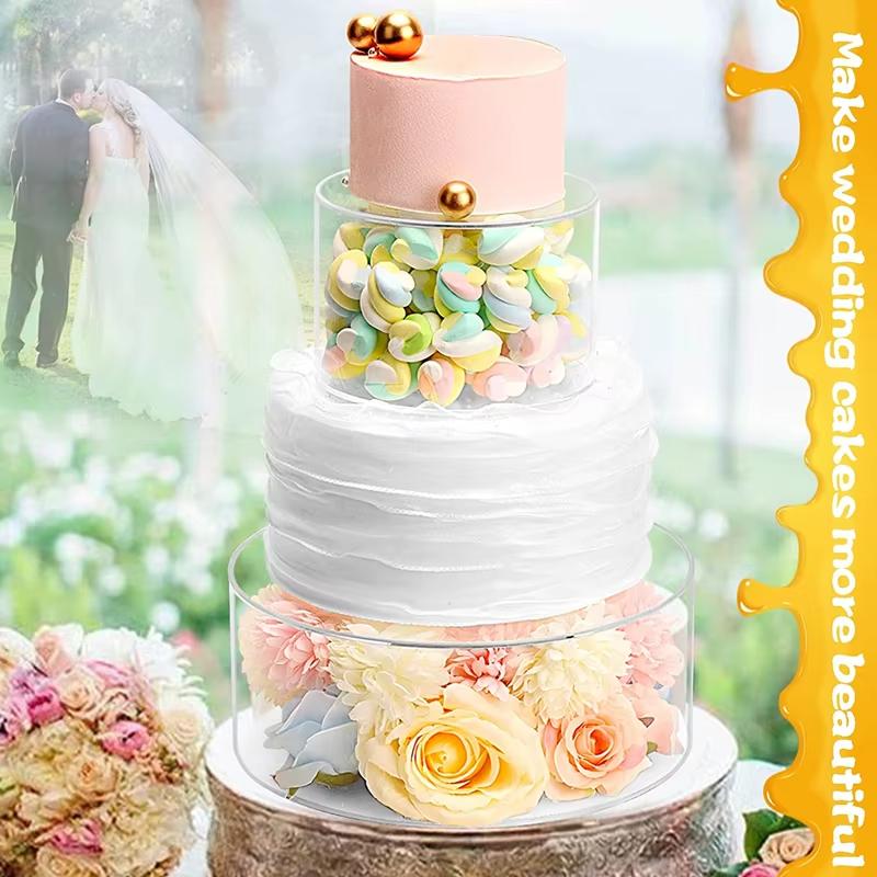 Acrylic cake stand Fillable lamp candy flower display stands Stackable Display Box for Wedding Birthday Party Table Pastry Decor