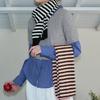Wool Blended Double Layered Striped Knitted Scarf for Women in Autumn and Winter Sweet and Soft Sleeves Woolen Scarf