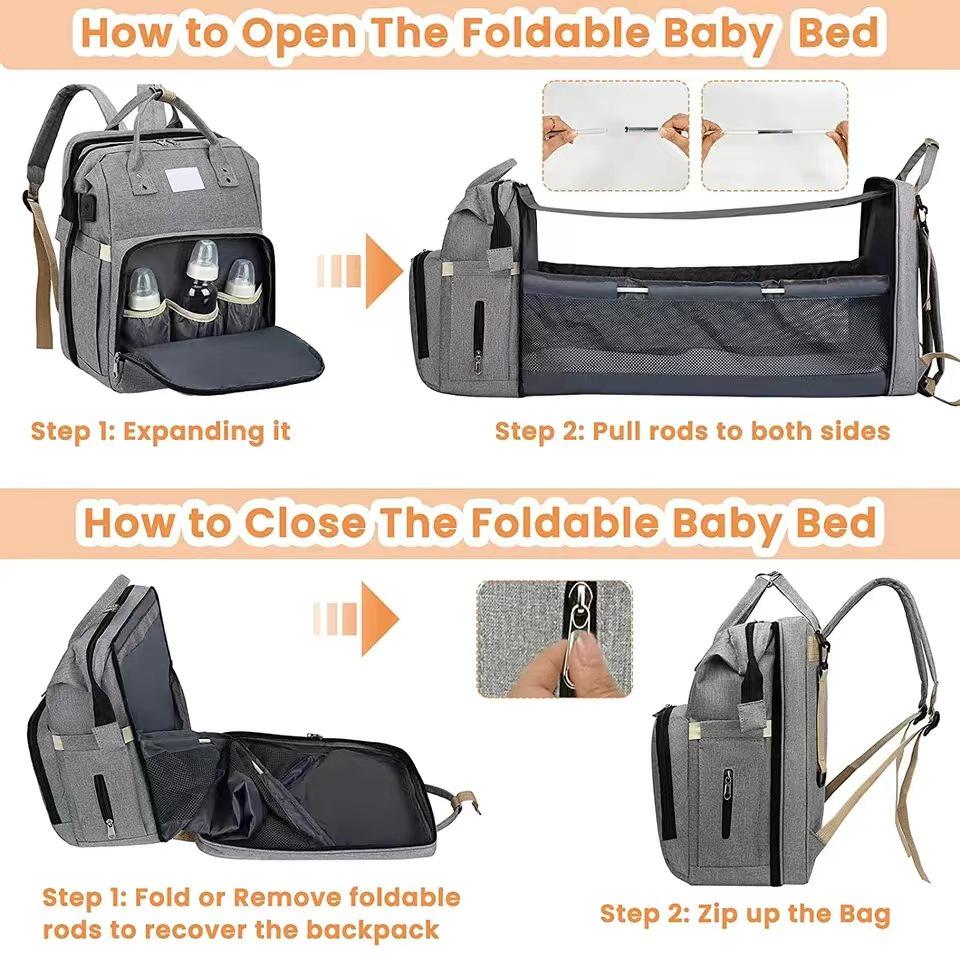 Multifunktionales Tragbares Babybett & Mama-Tasche: Leichter Faltbarer Moskitonetz-Rucksack