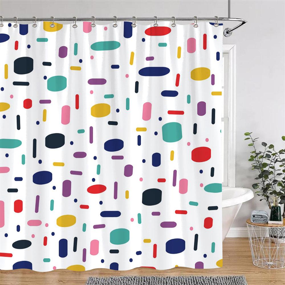 Perdea de duș cu buline, linie geometrică, colorată, culoare solidă, simplă, modernă, poliester, lavabilă, perdele de duș, decor pentru baie