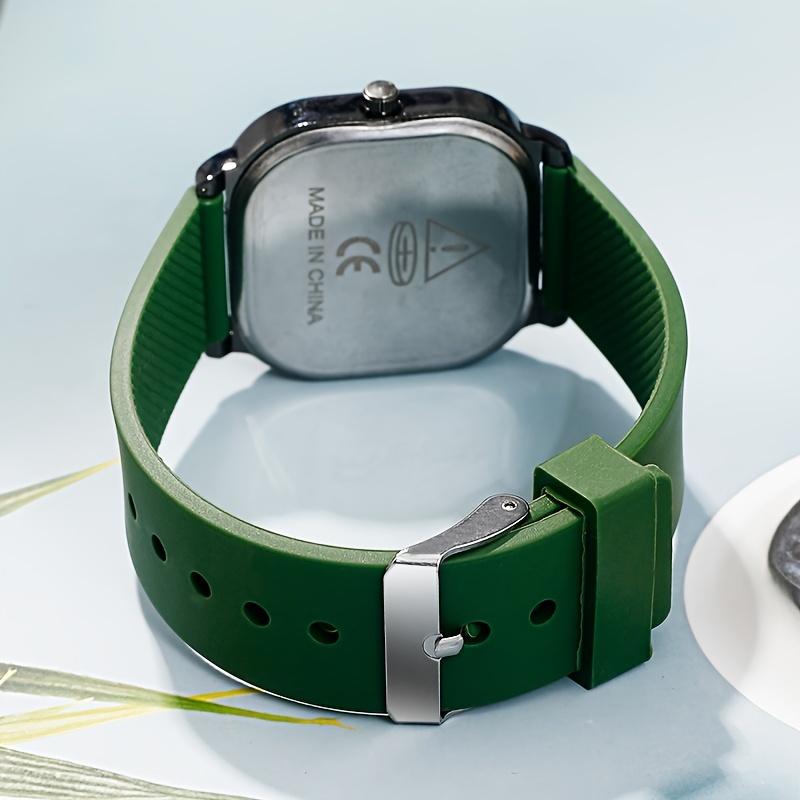 Men's Fashion Quartz Watch with A Square Dial and Silicone Strap, An Ideal Gift Suitable for Both Business and Leisure Occasions