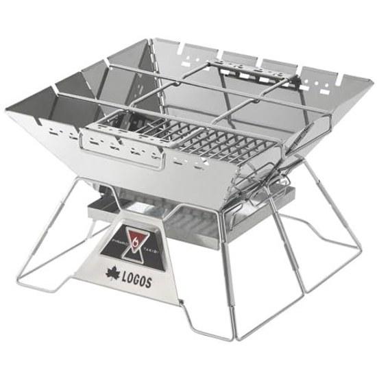 LOGOS Pyramid TAKIBI Fire Pit Easy Assemble Compact Stainless Steel Outdoor Barbecue Grill Camping Skewers Bonfire